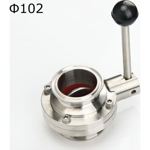 4" Sanitary Butterfly Valve 102mm Stainless Steel SS304 OD119mm Tri Clamp Dairy Homebrew Beer