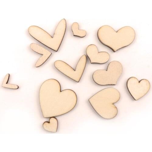 Mix Natural Wooden Heart Ornament Handmade Wooden Crafts Accessory Home Decoration Scrapbookings Painting DIY 15-30mm 50pcs