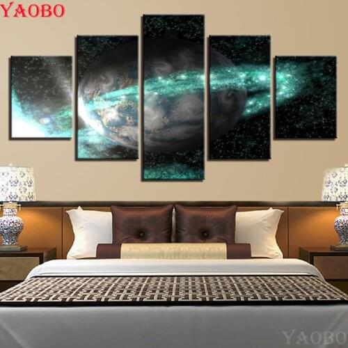 5D DIY Diamond Painting Galaxy Planet Milky Way Diamond Cross Stitch Full Square Diamond Embroidery Mosaic 5pcs set Home Decor
