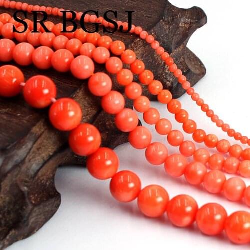 Free Shipping 2-8mm Round Natural Orange Coral Gems Natural Jewelry Making Loose Beads 15"