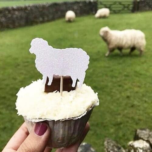 Glitter Sheep wedding Christening birthday cupcake toppers baby shower party decoration doughnut food picks