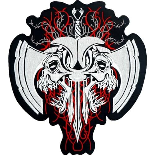 LARGE ax skull MOTORCYCLE BACKING Embroidered biker Patches