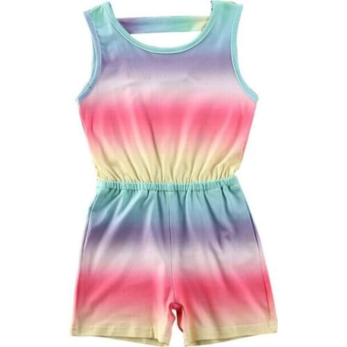 Baby Romper 2020 Kids Baby Girls Clothes Rainbow Sleeveless Romper Jumpsuit Sunsuit Outfits 1-6T