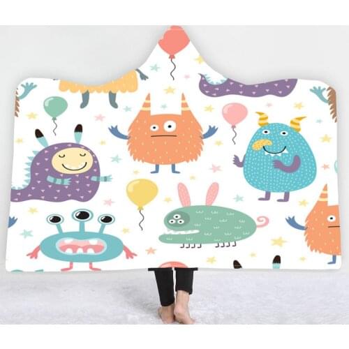 Small Animals 3D Hoodie Blanket For Magic Coral Fleece Hooded Blanket Winter Warm Travel Airplane Sofa Bed Throw Blanket For Kid