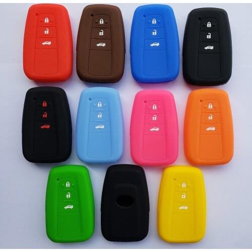 Car Styling Silicone Holder Remote Case For Toyota NEW CROWN RAV4 C-HR CHR 50 Series Prius Land Cruise 3 Button Keyless