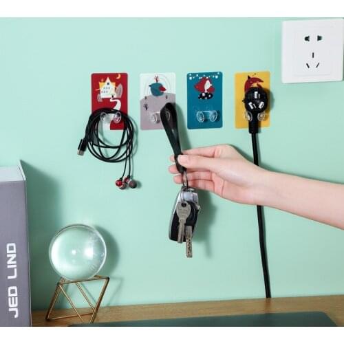 JSWORK Housekeeper On Wall Hanging Hooks Key Holder Home Accessories Towel Stickers Bathroom Organizer Decoration Storage Rack