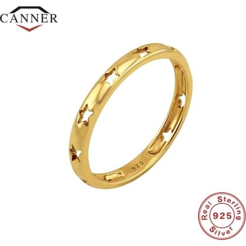 CANNER 2021 New Arrival 925 Sterling Silver Fashion Trendy Star Rings for Women Wedding Ring Jewelry Anniversary Anillos Mujer