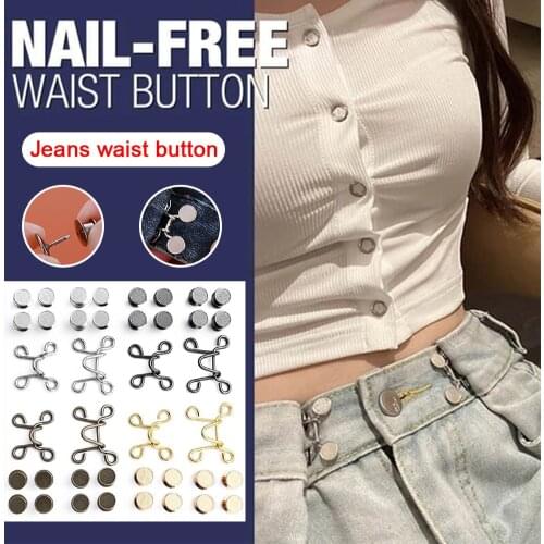 10 Set Adjustable Snap Button Without Nails Set Women Loose Pants Adjustable Button Buckle For Jeans Pants Tight Ceinture Femme