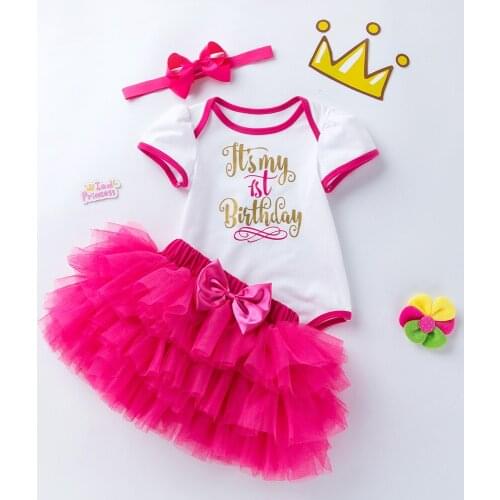 3pcs Tutu Skirt Clothing Sets Baby Girls Romper Pettiskirt Tulle Skirts Clothes Infant Jumpsuit Princess Birthday Party Costumes