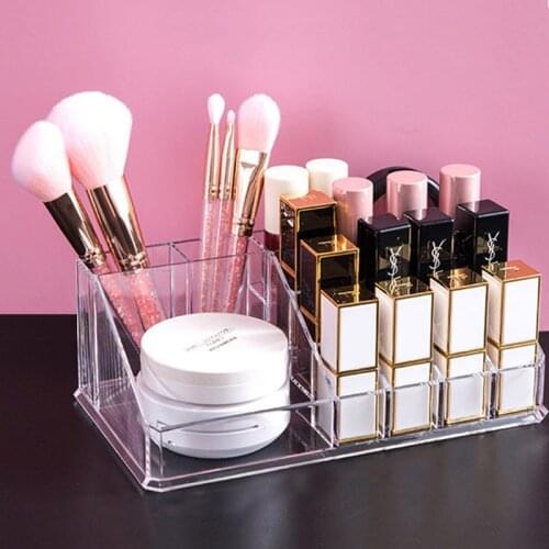 16 Grid Cosmetic Storage Box Make Up Organizer Lipstick Holder Organizador Clear Acrylic Display Case Pen Holder Makeup Brush