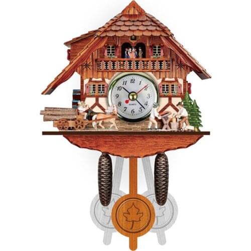 Creative Cuckoo Wall Clock Bird Alarm Clock Wood Hanging Clock Time Home Restaurant Decoration Vintage Living Room Decoration