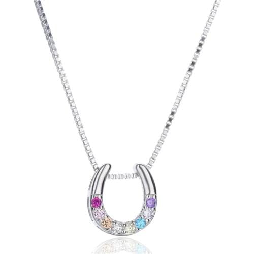 LKE15 Necklace for Women Silver 925 Sterling Lucky Horseshoe U Pendant Necklace Silver Necklaces