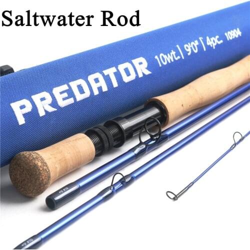 Maximumcatch Predator 9FT Saltwater Fly Fishing Rod 8-12WT 4 Section 30T SK Carbon Waterproof Fly Rod