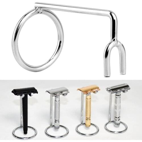 Men Steel Safety Razor Stand Double Edge Holder Support Shaver Accessories Metal Art Tool Z-frame Razor C9H3
