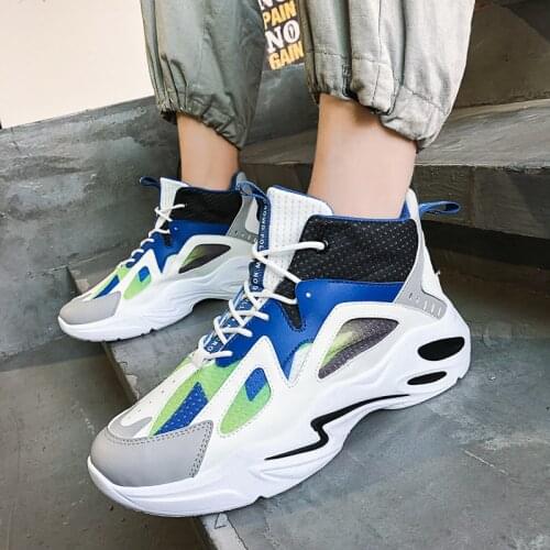 Sneakers Men Shoes For Male Jogging Walking Sports Shoes Quality High Top Athietic Breathable Platform Running Trainers Blue