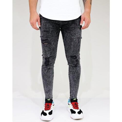 SikSilk Distressed Washed Jeans For Men Black