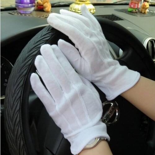 Spring and summer mens sunscreen 100% cotton slip-resistant gloves male and womens thin white driver Etiquette gloves