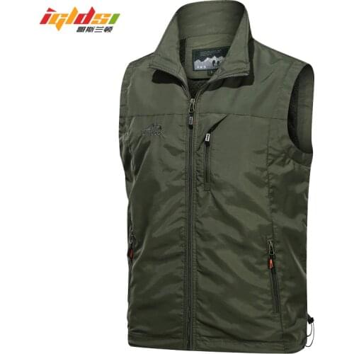 Mens Hiking Travel Vest Spring Breathable Quick Drying Fishing Waistcoat Outdoor Hunting Vests Plus Size 4XL Colete Tatico