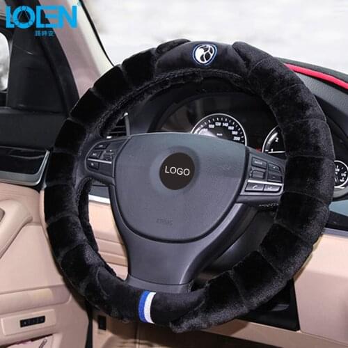 Soft Short Fur Car Steering Wheel Cover Winter Plush Warm 38cm Black Gray Car-styling for Universal Cars Steering 38cm Diameter