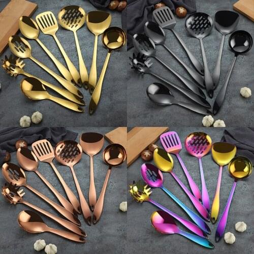 8 pieces of titanium-plated stainless steel kitchenware set cooking spatula kitchen utensils kitchen tools kitchen gadgets