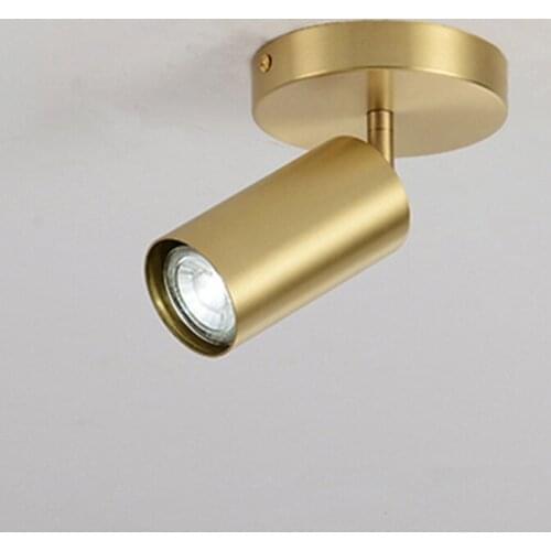 Nordic Copper Ceiling Spots Lamps Industrial Decor Spotlight Adjustable Downlight for Bathroom Balcony Shop Indoor Lighting