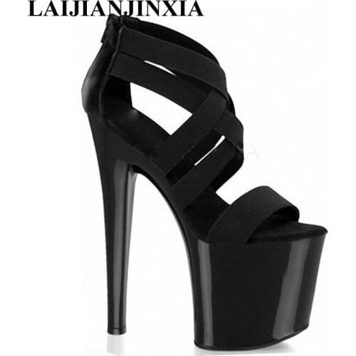 New brides wedding shoes, steel pipe dancing shoes, sexy suede Roman style 20 CM ultra high heel sandals Dance Shoes