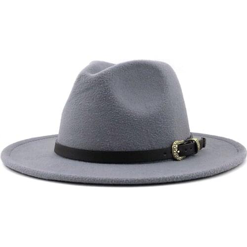NEW Fashion Trend Women Ladies Wool Felt Fedora Hat Black Belt Wide Brim Wool Panama Casual Formal Party Winter Jazz Wholesale