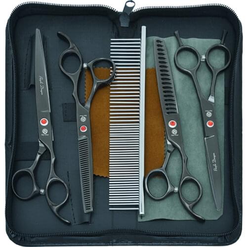 7" Purple Dragon Pet Scissors Japan 440C Dog Cutting Thinning Shears Animal Curved Grooming Clipper Dog Trimmers Supplies B0028B