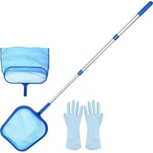 Leaf Skimmer Pool Cleaning Kit,Pool Pond Flat Net Pool Leaf Skimmer with Adjustable Telescopic Pole for Pool Garden,Etc CNIM Hot