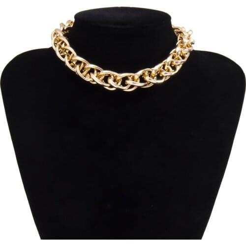 Collar de cadena gruesa steampunk para hombre y mujer, gargantilla punk con cierre, colgante, collares con estilo dorado grueso