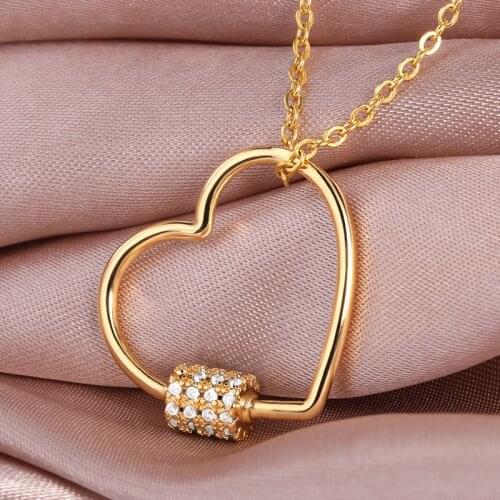 Romantic Love Heart-shaped Necklaces Exquisite Crystal Zircon Pendant Rose Gold Clavicle Choker Chain Charm Wedding Jewelry Gift