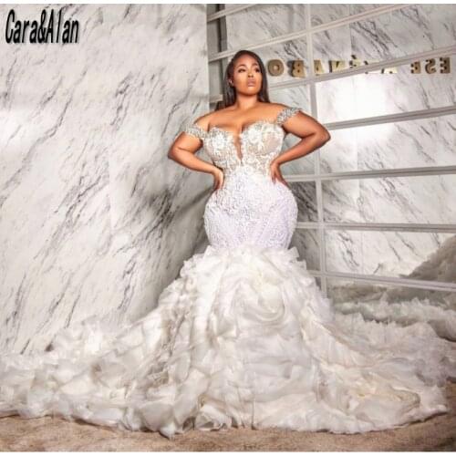 Luxury Mermaid Wedding Dresses 2021 Off the Shoulder Arabic Bridal Gowns Custom Made robe de mariee