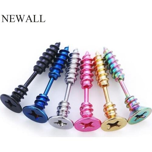 Colorful Spike Screw Stud Earring Bts Accessory Spike Fashion Korean Titanium Helix Earring Men Women Earring Body Jewelry