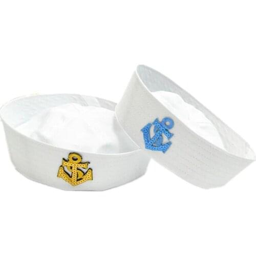 Military Hats Stage Performing Double Flags and Arrows White Sailor Navy Hat Cap for Adult Kids Doughboy Hat