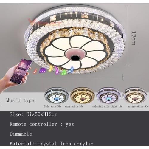 Modern Crystal Ceiling Lights Bluetooth App Music Ceiling Lamp Smart Ceiling Lamps Remote Controller Living Room Bedroom Dining