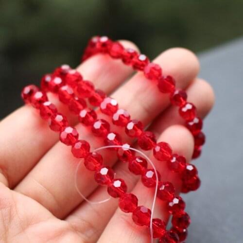 6mm 8mm Glass crystal beads Faceted Disco Beads Red color for jewelry making