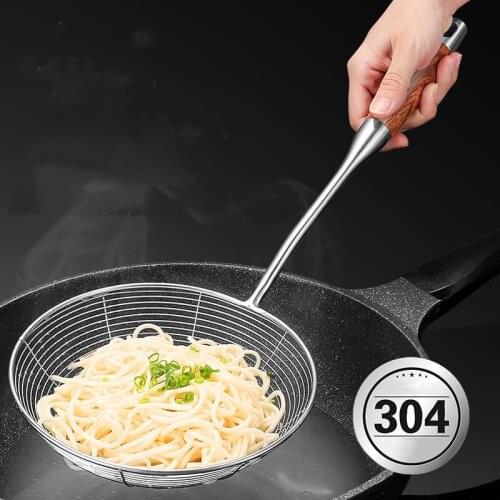 SUS 304 Stainless Steel and Rosewood Kitchen Colander Spaghetti Filter Noodles Strainer Gadgets Accessories Drying Tools