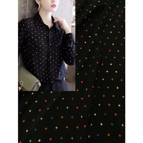 Natural Fine Dot Mulberry Silk Fabric Spring Summer Soft Crepe De Chine Sewing Material for Shirt Dress Light Cloth by Meter