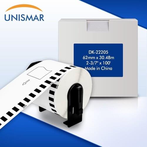 Unismar DK22205 for Brother DK DK-22205 DK205 Continuous Paper Label Roll Compatible for Brother QL-500 QL-550 Label Printer