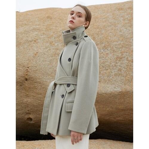 Quality 10.21 High End Wool Coat Women Fashion Temperament Detachable Decoration Cashmere Outerwear Two Color