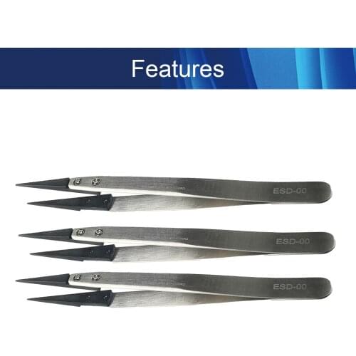 Utoolmart 1/3/5pcs Anti-static Carbon Fiber Tweezer Non-magnetic High-precision Pointed Flat Head Hand Tool New Industrial Plier