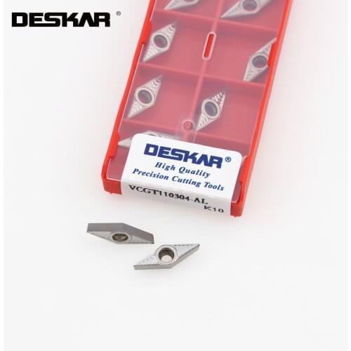 10PCS DESKAR VCGT110304 VCGT160404 VCGT160408 VCGT160402 AL K10 CNC lathe Tool Carbide Insert turning cutter For Aluminum