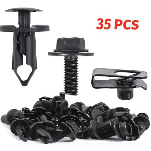 35PCS Engine Splash Shield Bolts 10mm Bumper Bolts Metal Fender Clips for Infiniti G35 G37 FX35 FX45 EX35 Nissan 370Z 350Z