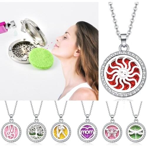 Tree of Life Aromatherapy Essential Oil Diffuser Perfume Locket Pendant shape Aroma Necklace Magnetic Gift Aroma jewelry