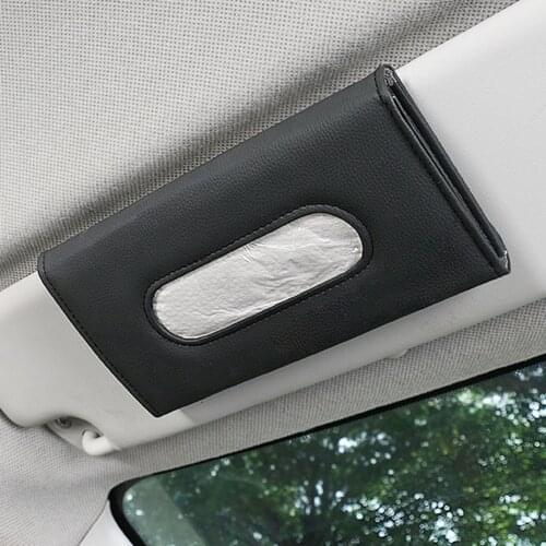 Car Sun Visor Leather Tissue Box Paper Napkin Seats Back Holder Outdoor Personal Car Parts Decoration for Auto Storage