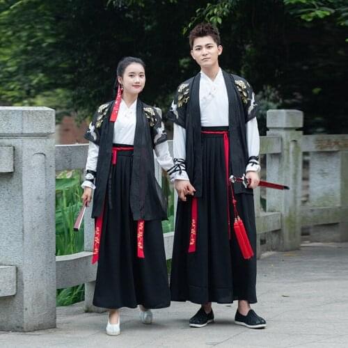 Free shipping Original half hanfu embroidery/led Ru dress costume couples CP ancientry valiant men and women suits show class