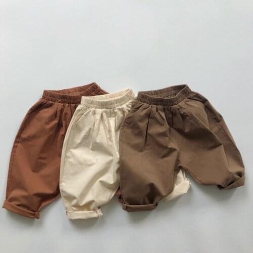 Children Trousers Korean Style Spring Autumn Kids Casual Pant Baby Boys Girls Pants Cotton Solid Color Elastic Waist