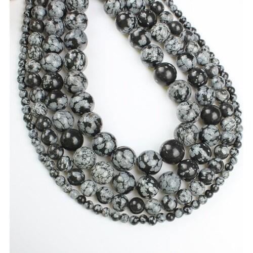 Natural Snowflakes Loose Beads Strand Semi-precious Stone Beads For Making Necklace Bracelet Earrings Round Shape Size 4- 10mm