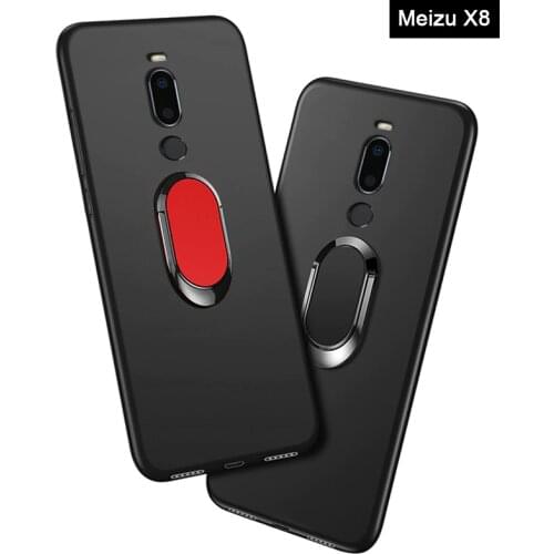Meizu X8 Cover for Meizu X8 4GB 64GB Case luxury Soft Black Silicone Magnetic Car Holder Ring Coque for Meizu X8 6GB 128GB Case