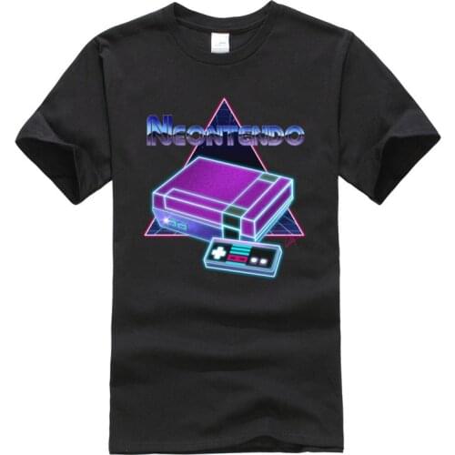 NEONTENDO Synthwave Vaporwave T-Shirts Game Control Unit Mens High Quality Black Tee Shirt Pure Cotton Leisure Loose Tops Tees